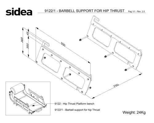 9122_1 - Barbell Support For Hip Thrust