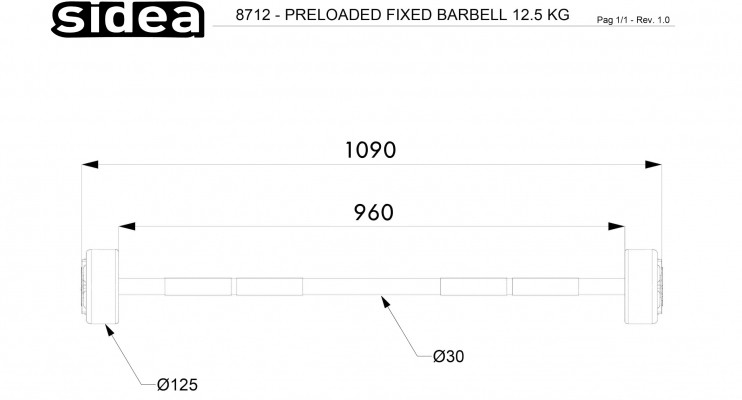 8712 - Preloaded Fixed Barbell 12.5Kg-1-NEW