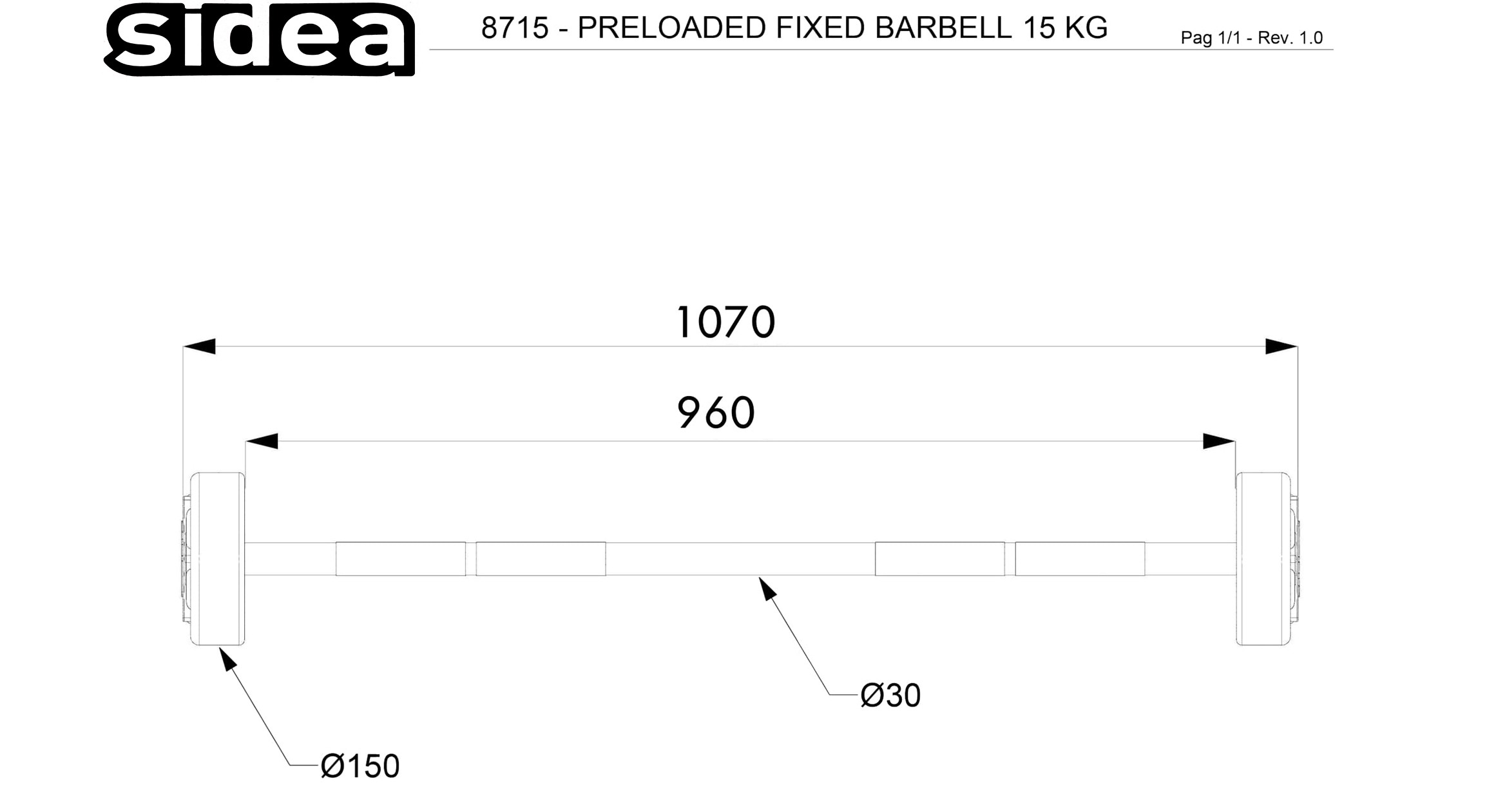 8715 - Preloaded Fixed Barbell 15Kg-1