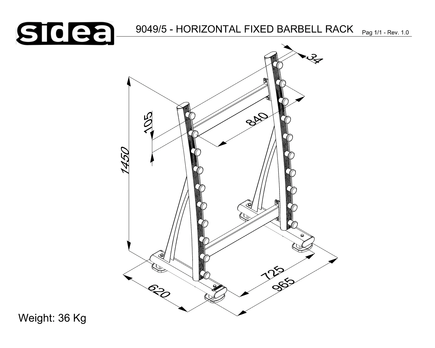 9049_5 - BARBELL HORIZONTAL RACK - QUOTE
